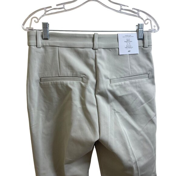 H&M Dress Slacks Women Size 8 Ivory Slash Pocket Straight leg Flat Front - Picture 7 of 8